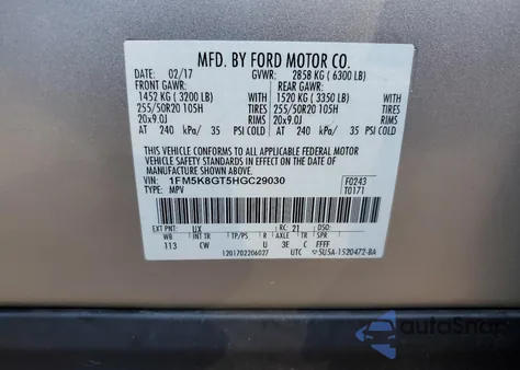 2017 Ford Explorer Sport from USA, damaged, VIN 1FM5K8GT5HGC29030